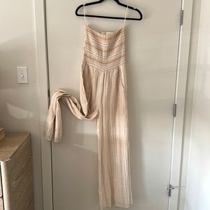 A La Plage Strapless Smocked Jumpsuit